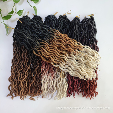 Wholesale Private Label  20inches Ombre Faux Wave Gypsy Goddess Locs Synthetic Crochet Hair Bulk for Women